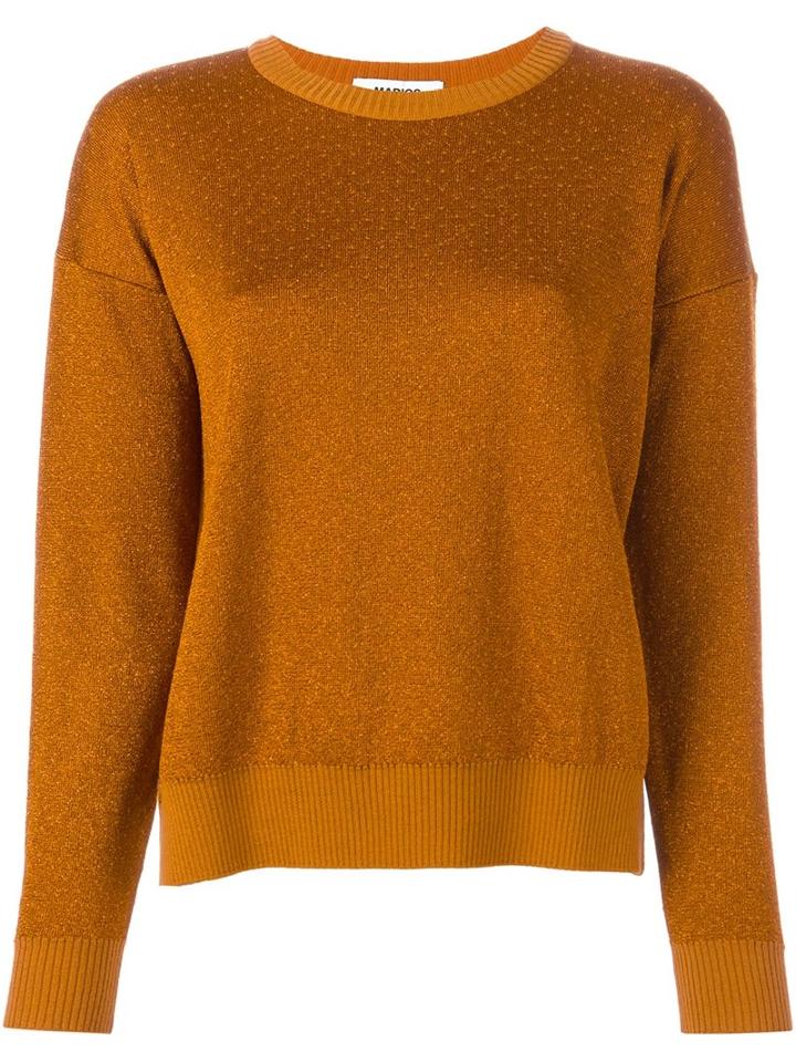 Marios Metallic Effect Jumper, Women's, Size: Medium, Yellow/orange, Virgin Wool
