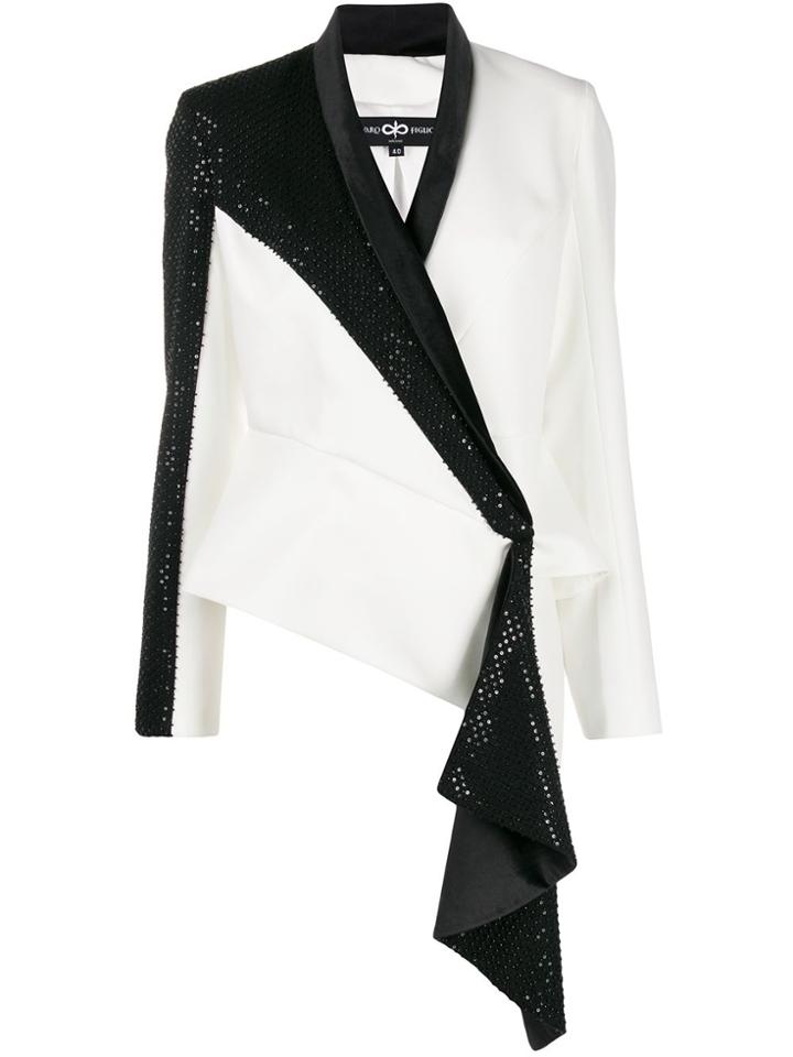 Avaro Figlio Embellished Wrap-style Blazer - White