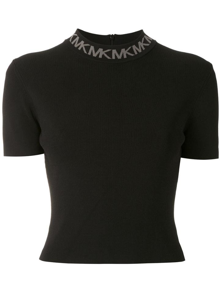 Michael Michael Kors Mk Mock Neck Ss Swtr - Black