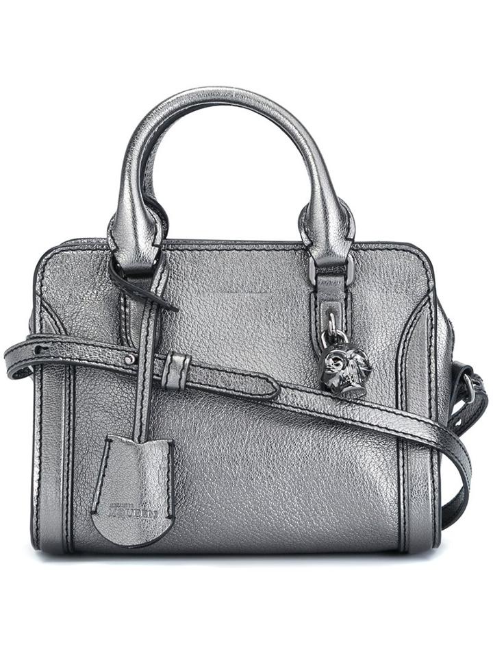 Alexander Mcqueen Mini 'padlock' Tote, Women's, Grey