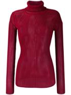 Victoria Victoria Beckham Roll Neck Knitted Top - Red