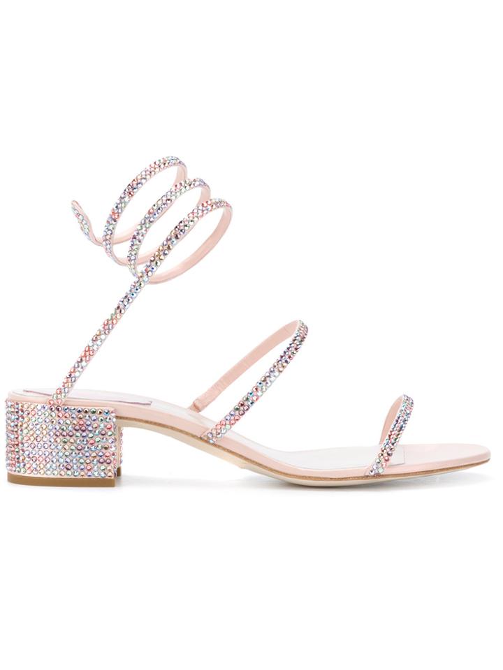 René Caovilla Spiral Sandals - Pink & Purple