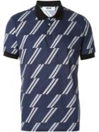 Msgm Stripe Print Polo Shirt, Men's, Size: 46, Blue, Cotton