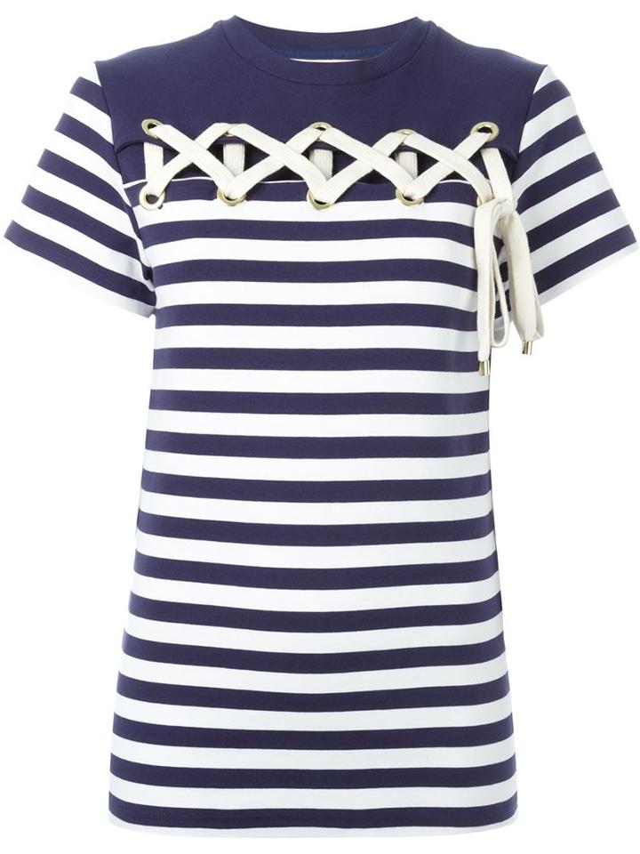 House Of Holland Striped Lacing Front T-shirt