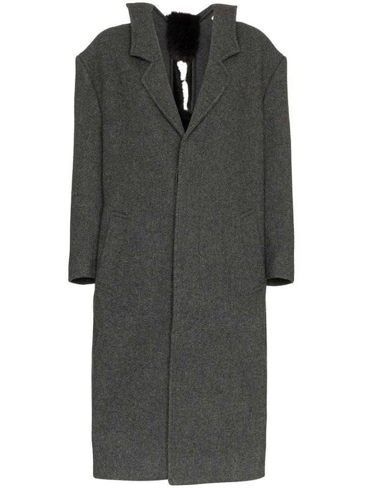 Shushu/tong Sstong Coat W Bck Bws Ls Fur Bws Maxi - Grey