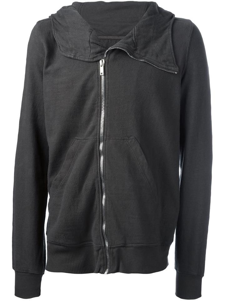 Rick Owens Drkshdw Fold Over Collar Hoodie, Men's, Size: Small, Grey, Cotton
