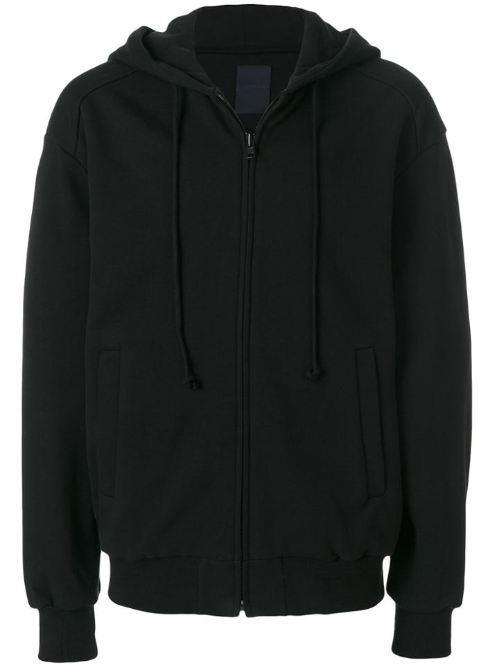 Juun.j Embroidered Back Zipped Hoodie - Black