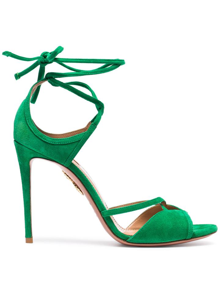 Aquazzura Nathalie 105 Suede Sandals - Green