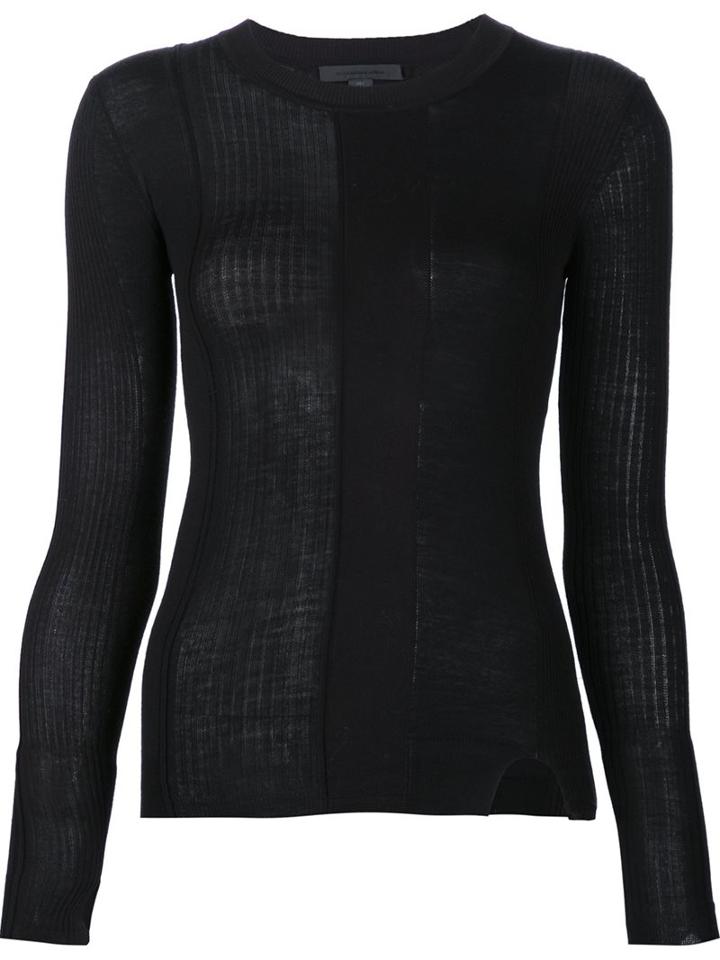 Alexander Wang Slit Detailed Jumper, Women's, Size: Small, Black, Cotton/nylon/spandex/elastane/merino