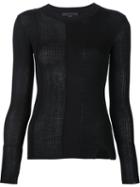 Alexander Wang Slit Detailed Jumper, Women's, Size: Small, Black, Cotton/nylon/spandex/elastane/merino