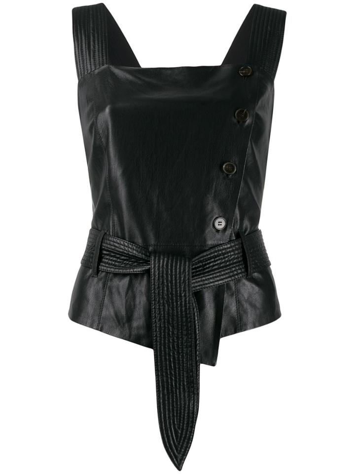 Nanushka Belted Strap Top - Black