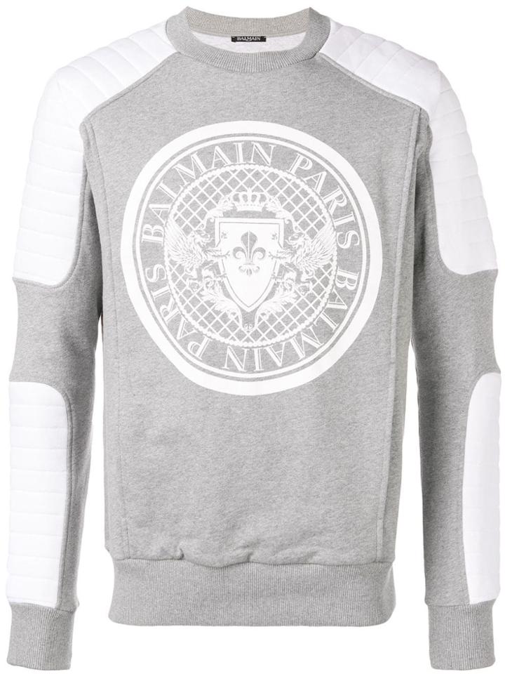 Balmain Biker Panel Sweatshirt - Grey