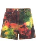 Msgm Tie Dye Denim Shorts - Orange