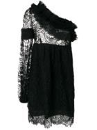 Givenchy Vintage Floral Lace One Shoulder Dress - Black