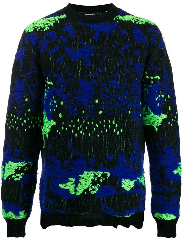 Les Hommes Distressed Inside-out Jumper - Black