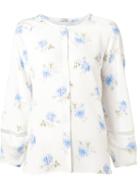 Vilshenko Floral Silk Blouse, Women's, Size: 12, White, Silk