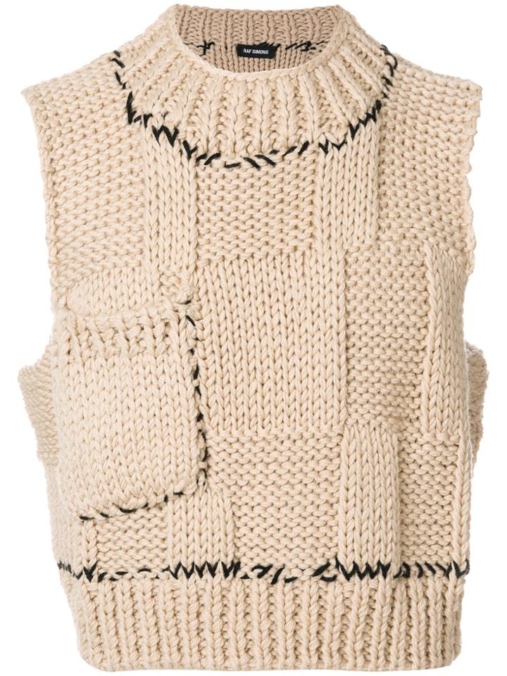 Raf Simons Sleeveless Patch Effect Gilet - Nude & Neutrals