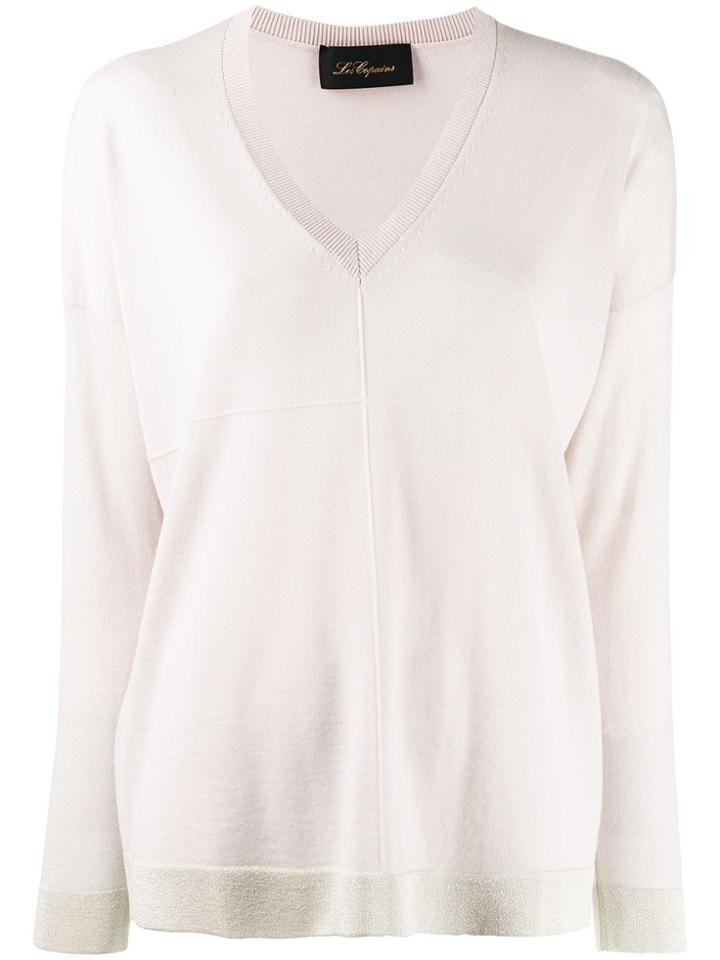 Les Copains Contrast Trim Knit Sweater - Pink
