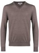 Canali Fine Knit V-neck Sweater - Brown