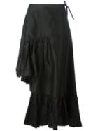Marques'almeida - Asymmetric Frilled Skirt - Women - Silk - 8, Women's, Black, Silk