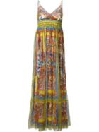 Dolce & Gabbana Carretto Siciliano Print Dress, Women's, Size: 44, Yellow/orange, Silk