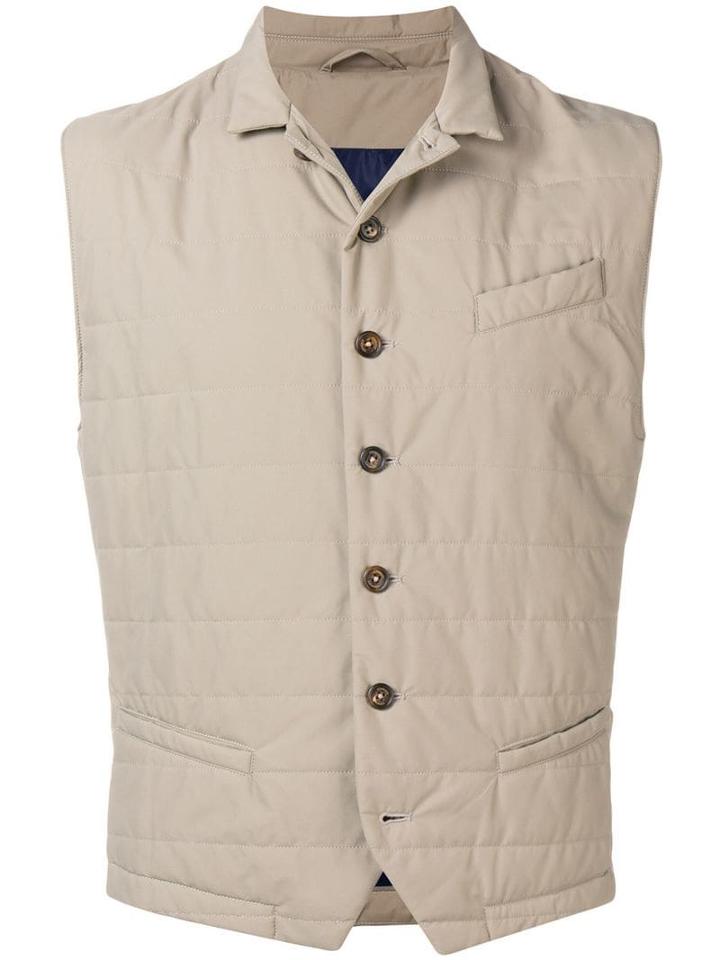 Eleventy Padded Button Vest - Neutrals