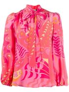 Rixo Moss Bow Tie Blouse - Pink