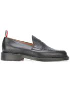 Thom Browne Penny Loafer With Leather Sole In Black Pebble Grain