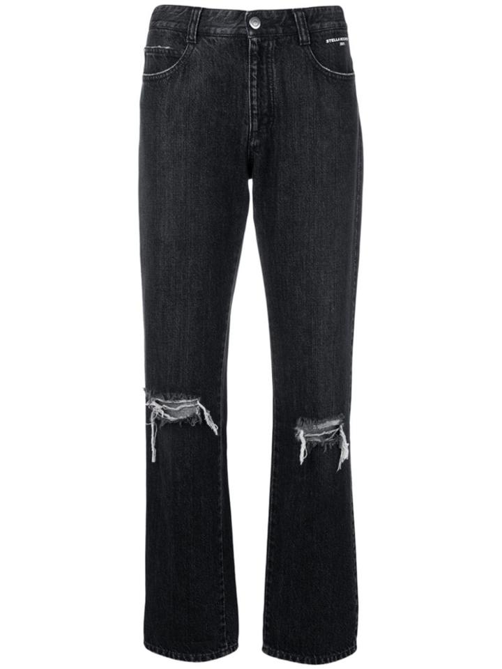 Stella Mccartney Distressed Detail Straight-leg Jeans - Black