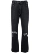 Stella Mccartney Distressed Detail Straight-leg Jeans - Black