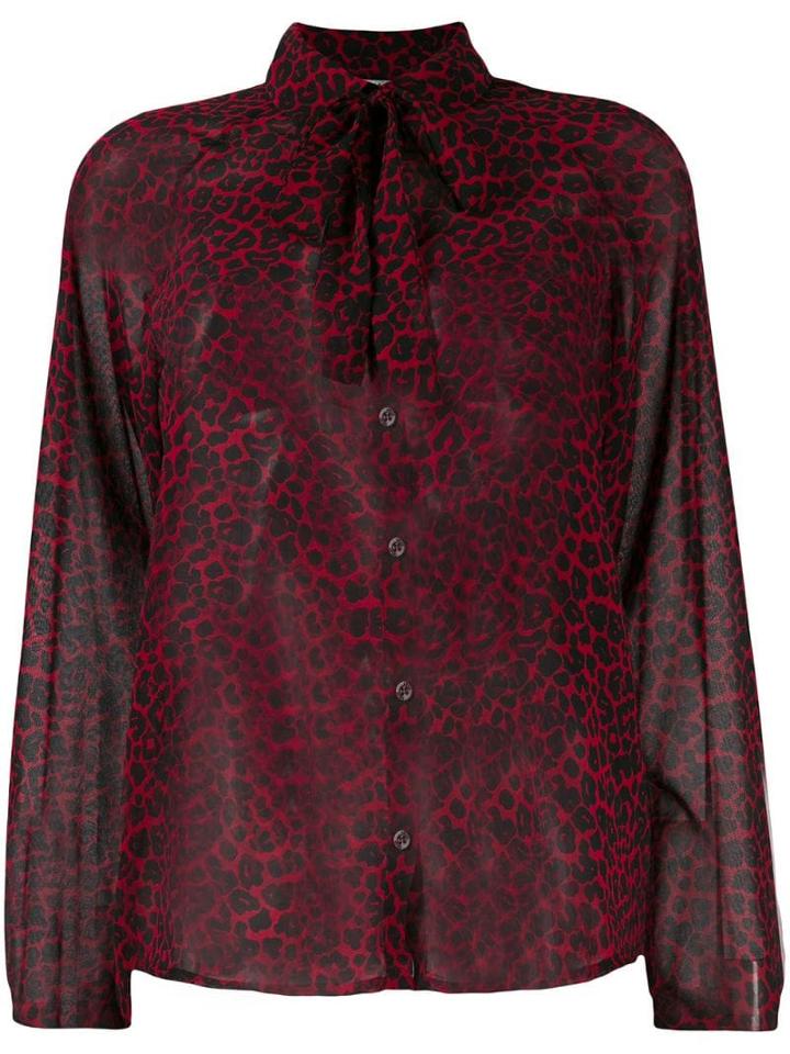 Liu Jo Leopard Print Bow Tie Shirt - Red