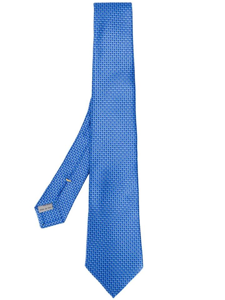 Canali Micro-check Tie - Blue