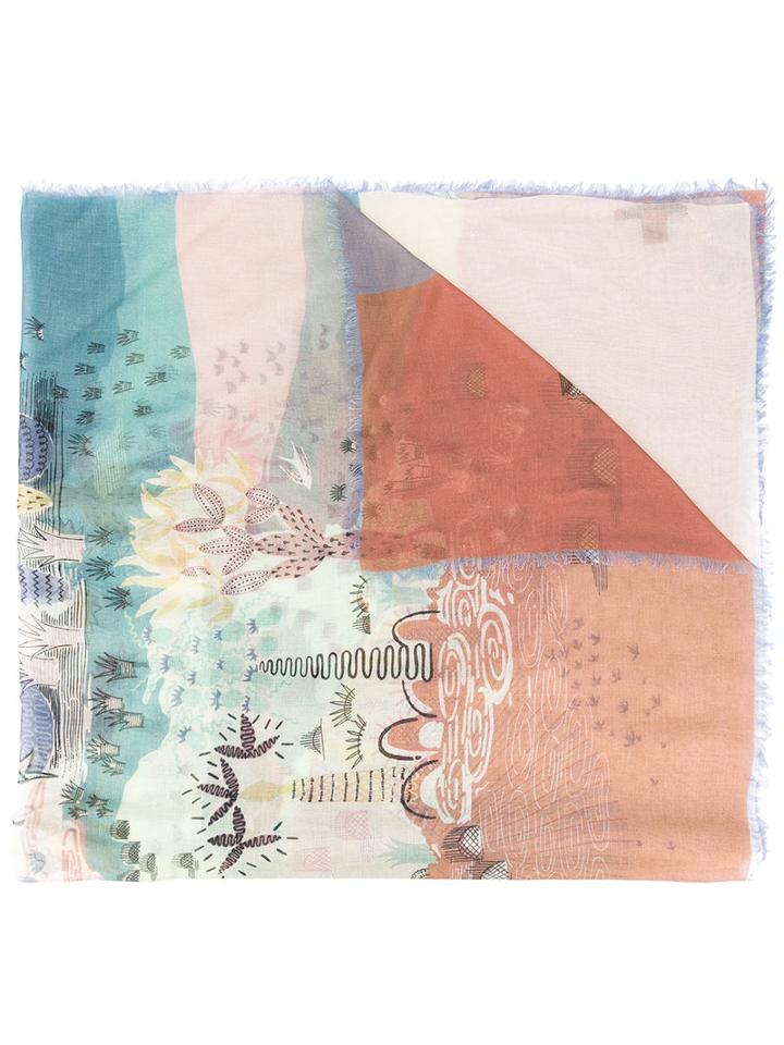 Valentino Volcano Print Scarf, Women's, Cashmere/modal