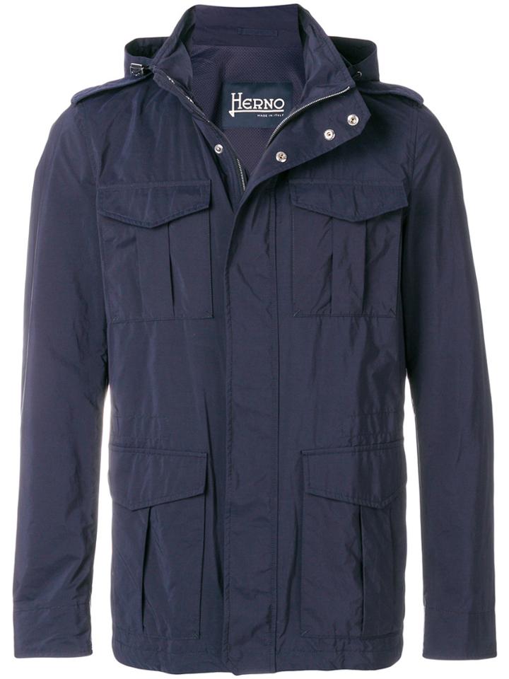 Herno Hooded Field Jacket - Blue