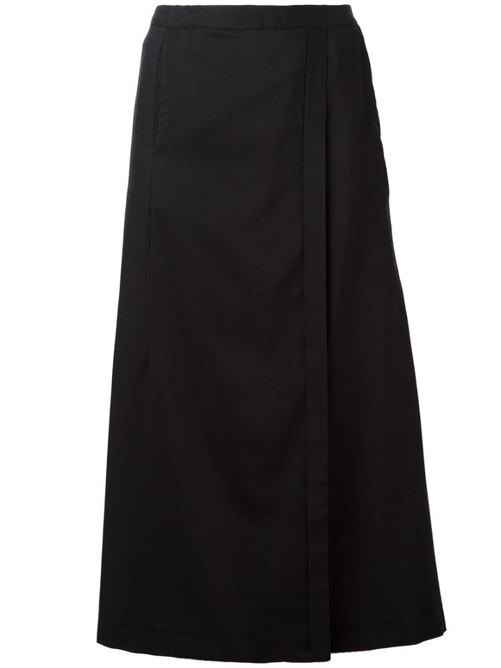 Stephan Schneider - Wrap Effect Midi Skirt - Women - Cotton/cupro - L, Black, Cotton/cupro