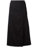 Stephan Schneider - Wrap Effect Midi Skirt - Women - Cotton/cupro - L, Black, Cotton/cupro