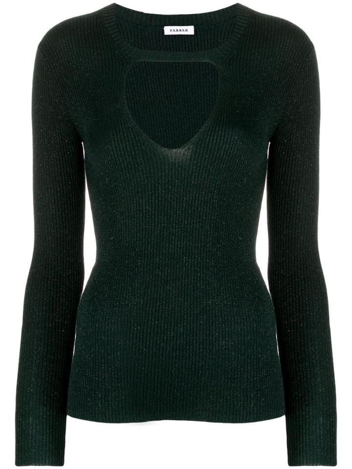 P.a.r.o.s.h. Cut-out Ribbed Jumper - Green