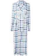 Msgm Belted Checked Coat - White