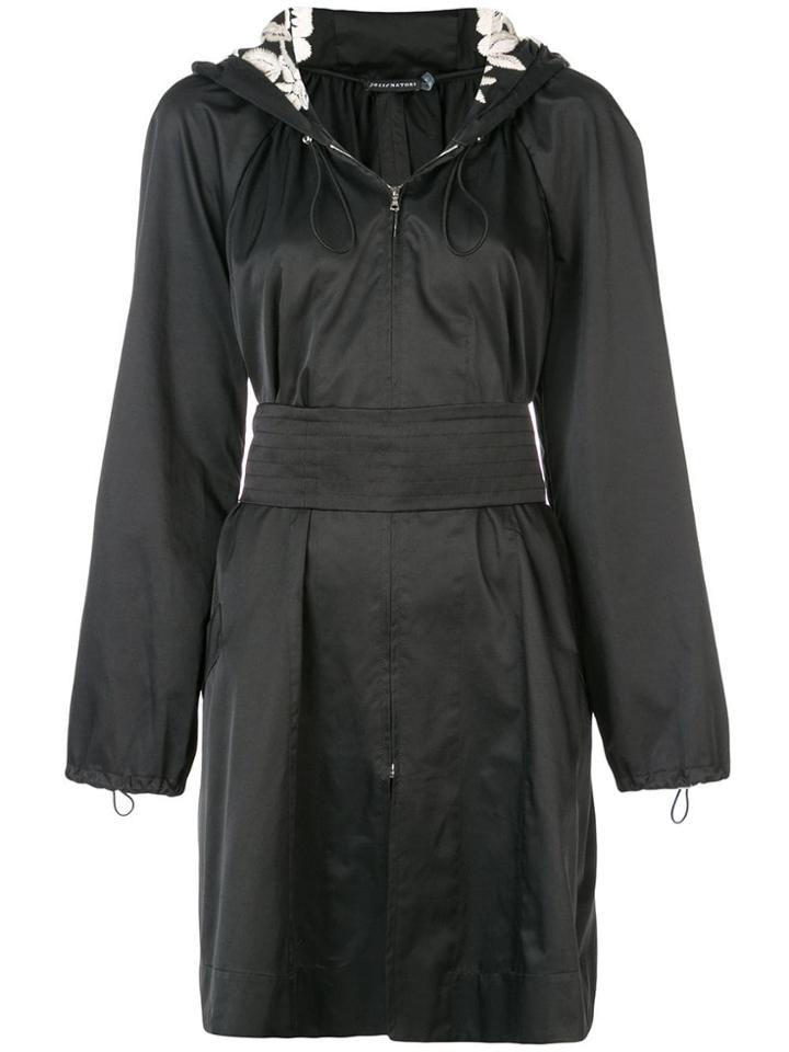 Natori Hooded Embroidered Anorak - Black