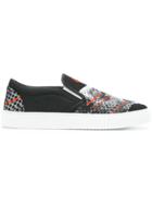 Marcelo Burlon County Of Milan Printed Slip-on Sneakers - Black