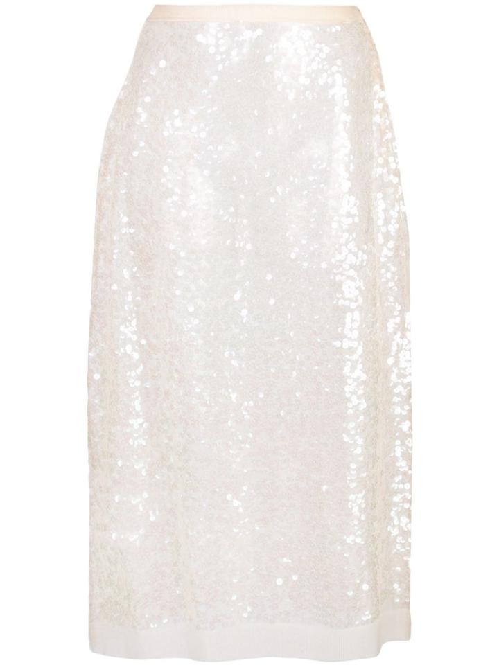 Miu Miu Sheer Sequin Skirt - White