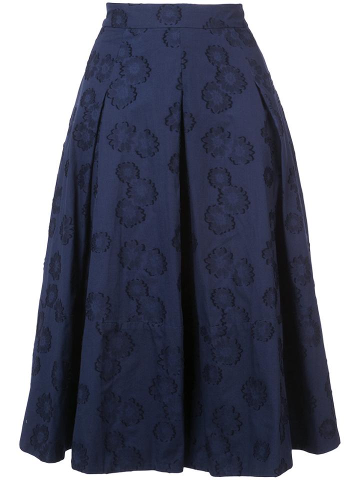 Co Box Pleated Floral Skirt - Blue
