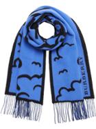 Burberry London Street Art Wool Cashmere Jacquard Scarf - Blue