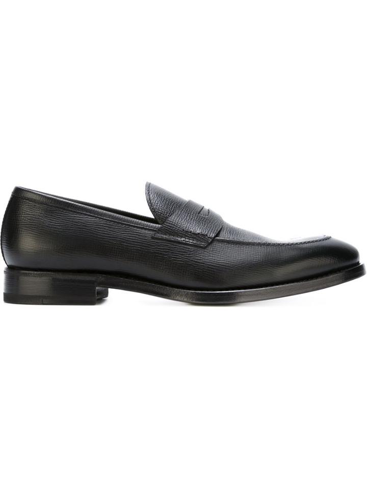 Henderson Baracco Classic Penny Loafers, Men's, Size: 42.5, Black, Calf Leather/leather