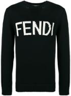 Fendi Logo Embroidered Sweater - Black