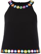 Moschino Mirror Embroidered Top - Black