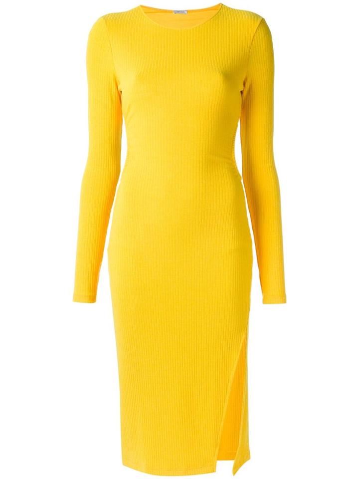 Tufi Duek Ribbed Midi Dress - Yellow & Orange