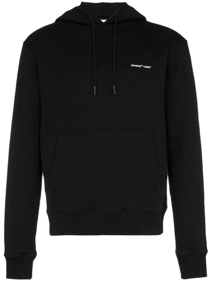 Off-white Logo Print Cotton Hoodie - Black