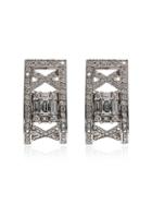 Mindi Mond Silver Clarity Lattice Diamond Hoop Earrings - Metallic