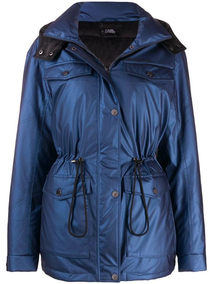 Karl Lagerfeld Hooded Puffer Jacket - Blue